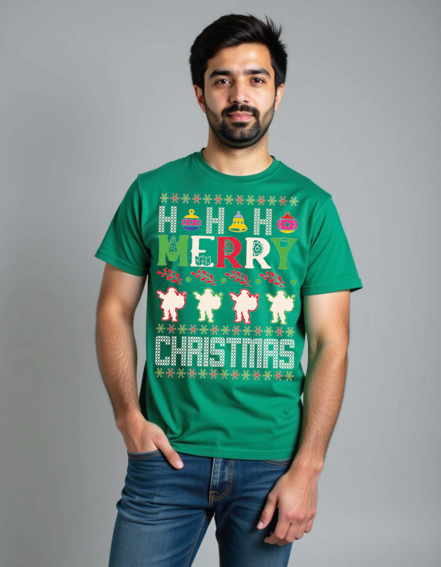 Thumbnail: ho ho ho merry christmas Unisex Printed Graphic T-Shirt For Mens, Womens & Kids