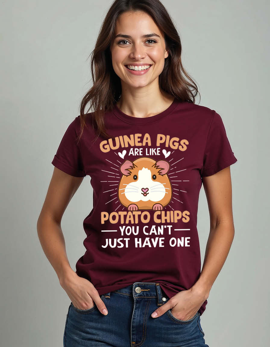 Thumbnail: guinea pigs are like potato chips you can't just have one Unisex Printed T-Shirt