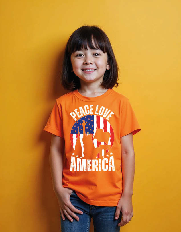 Thumbnail: peace love america Unisex Printed Graphic T-Shirt For Mens Womens & Kids