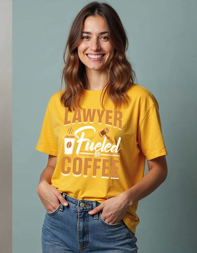 Thumbnail: lawyer fueled by coffee Unisex Printed Graphic T-Shirt For Mens Womens & Kids