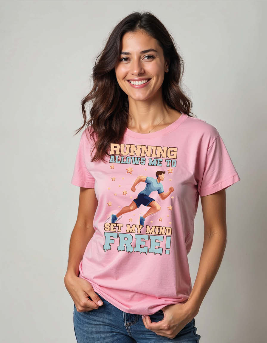 Thumbnail: Running allows me to set my mind free Unisex Printed Graphic T-shirt