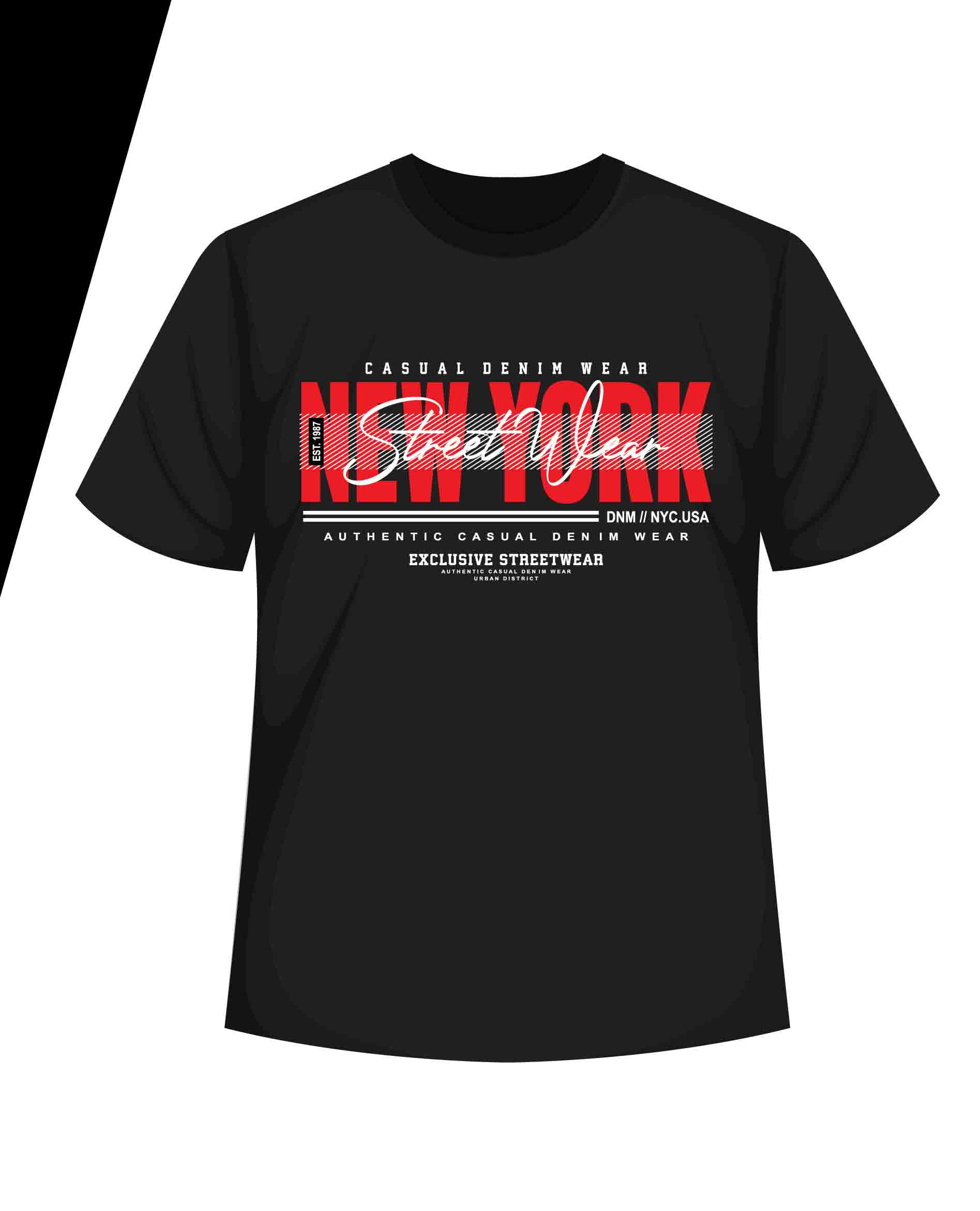 Casual denim wear new york street wear typography printed t shirts