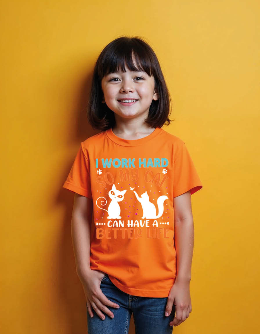 Thumbnail: i work hard so my cat can have a better life Unisex Printed Graphic T-Shirt