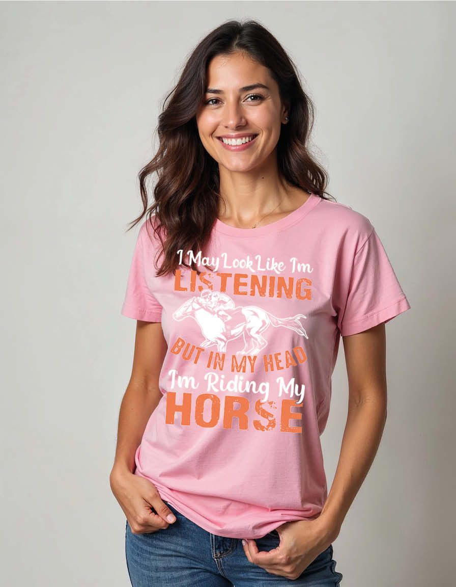 Thumbnail: i may look like im listening but in my head im riding my horse Unisex T-Shirt