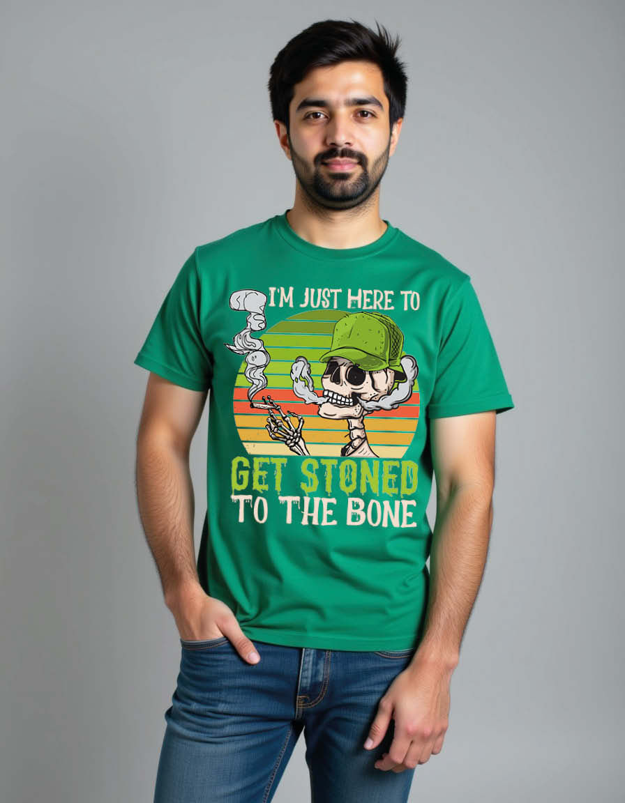 Thumbnail: i'm just here to get stoned to the bone Unisex Printed Graphic T-Shirt