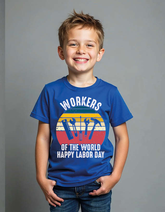 Thumbnail: workers of the world happy labor day Unisex Printed Graphic T-Shirt
