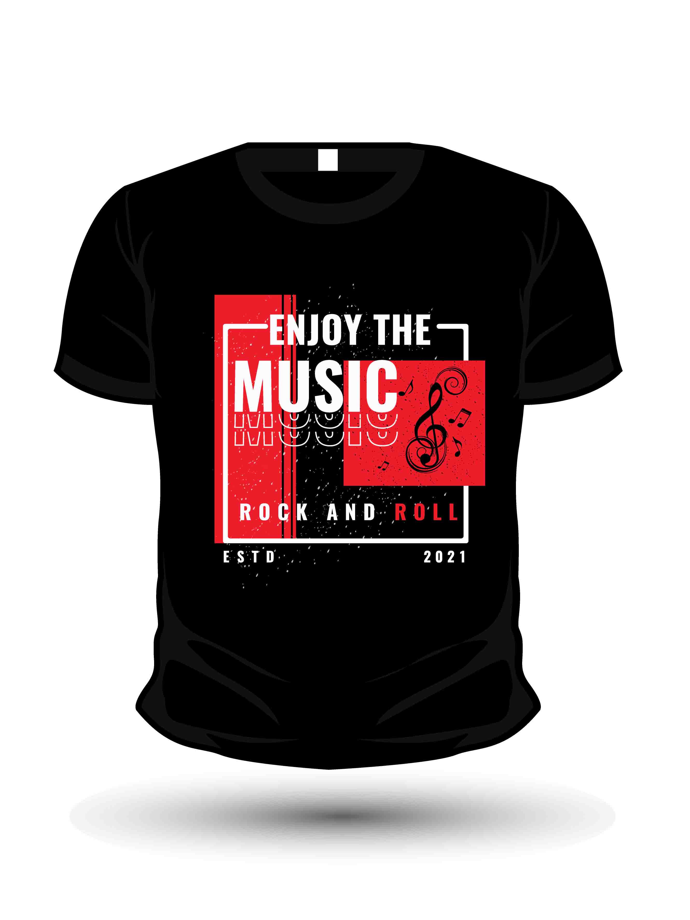 Enjoy the music rock and roll estd 2021 typography printed t shirts