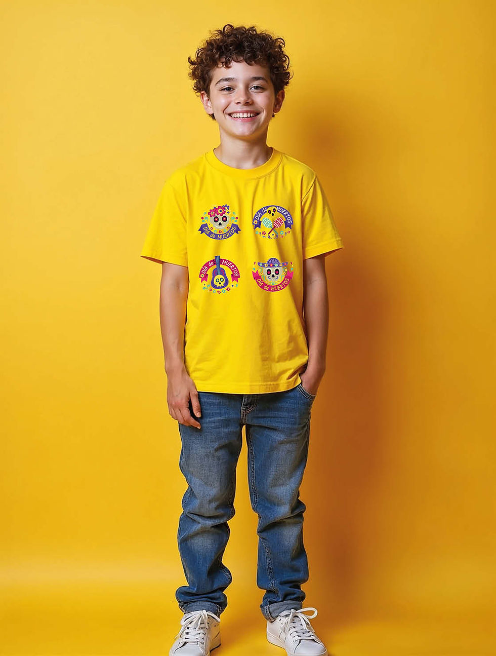 Cute Colorful Cartoon Skull Art Urban Unisex Printed Graphic T-Shirt