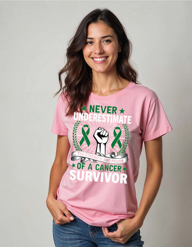 Thumbnail: never underestimate the strength and power of a cancer survivor unisex tees