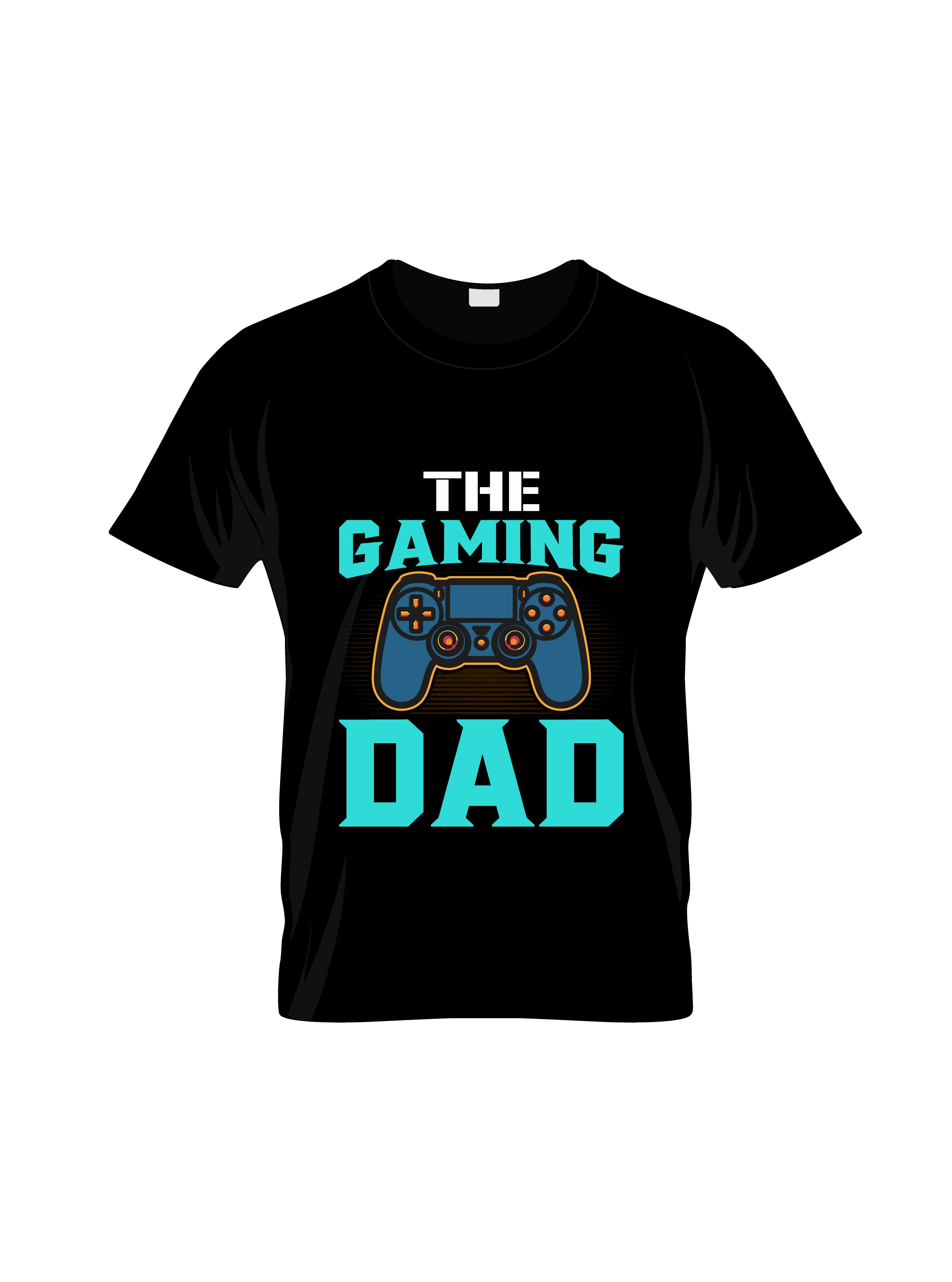 the gaming dad typography printed t shirts