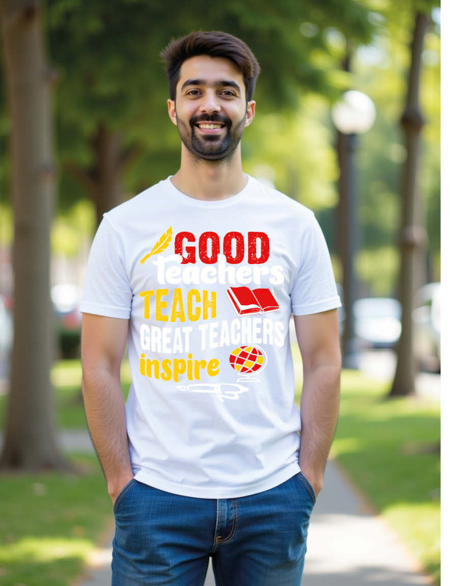 Thumbnail: good teacher teach great teachers inspire Unisex Printed Graphic T-Shirt