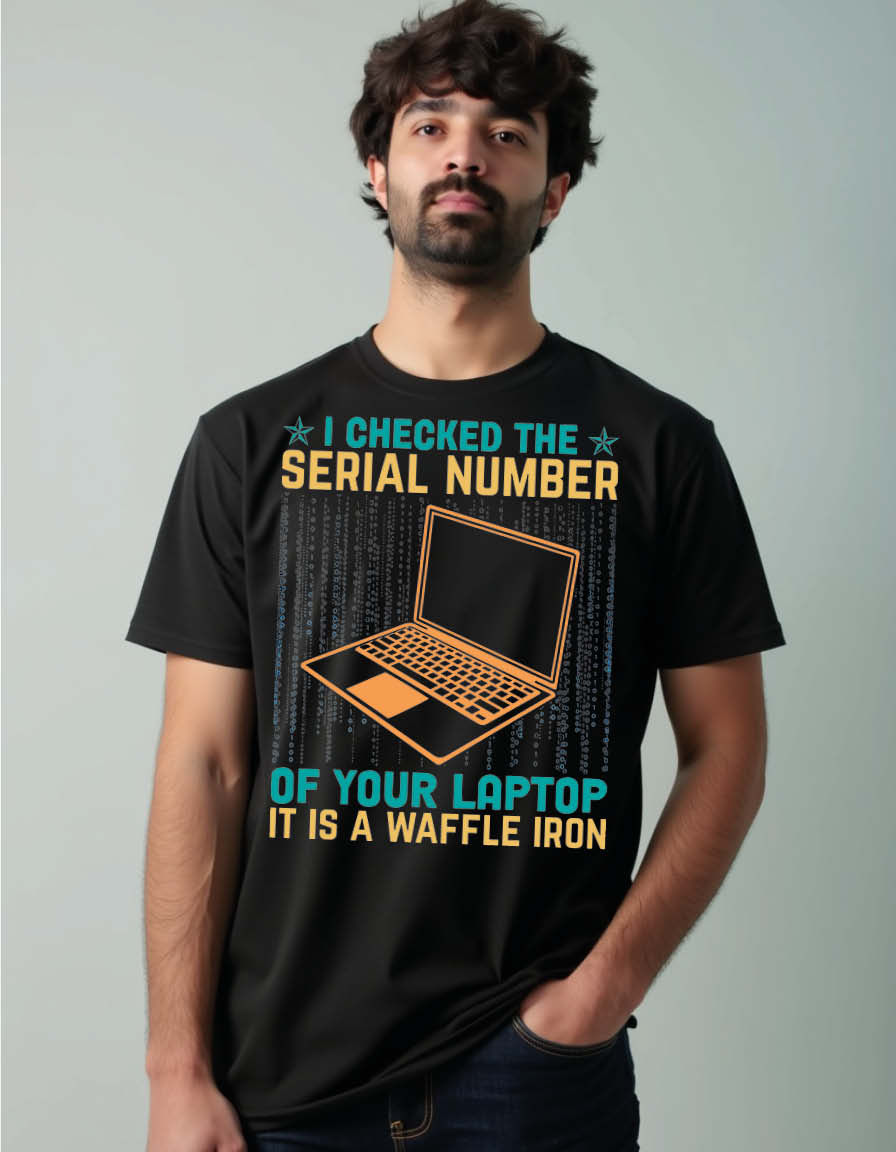 Thumbnail: i checked the serial number of your laptop it is a waffle iron Unisex T-Shirt