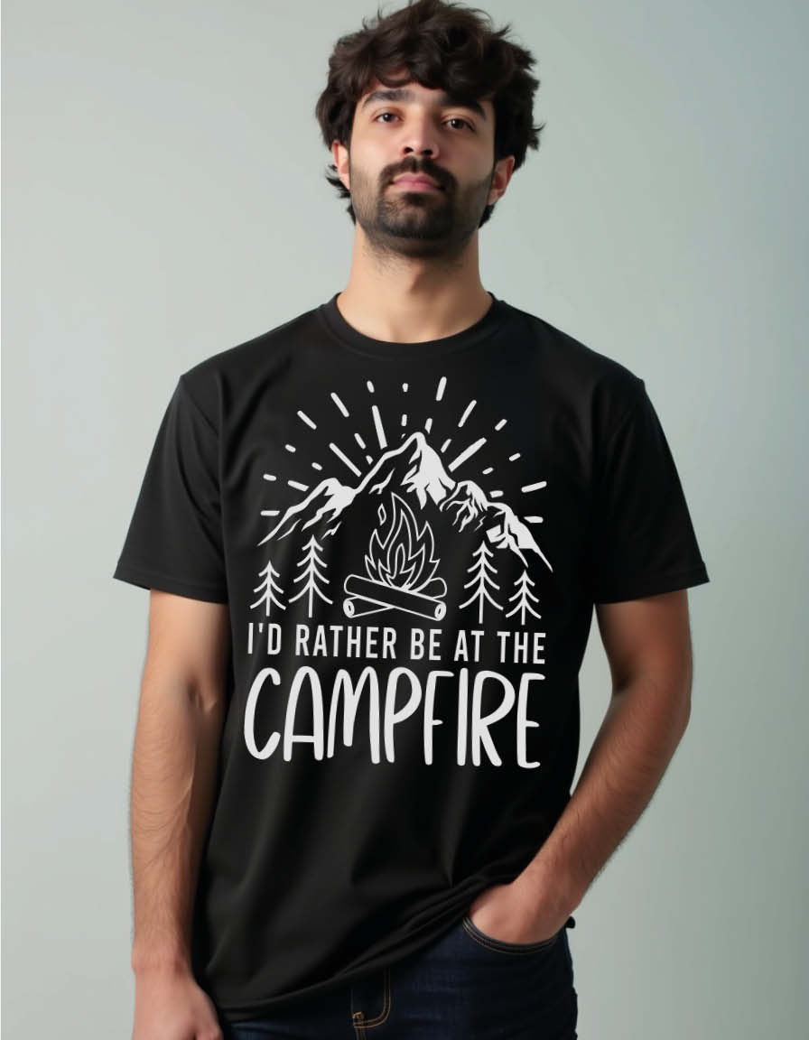 Thumbnail: i'd rather be at the campfire Unisex Printed Graphic Tees For Mens Womens & Kids