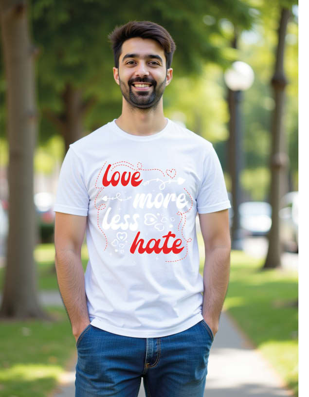 Thumbnail: love more less hate Stylish Unisex Printed GraphicT-Shirt For Mens Womens & Kids