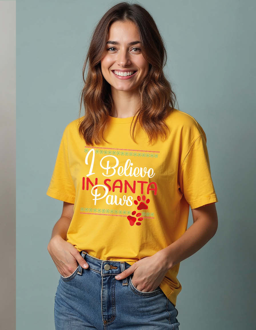 i believe in santa plaws Unisex Printed Graphic T-Shirt For Mens, Womens & Kids