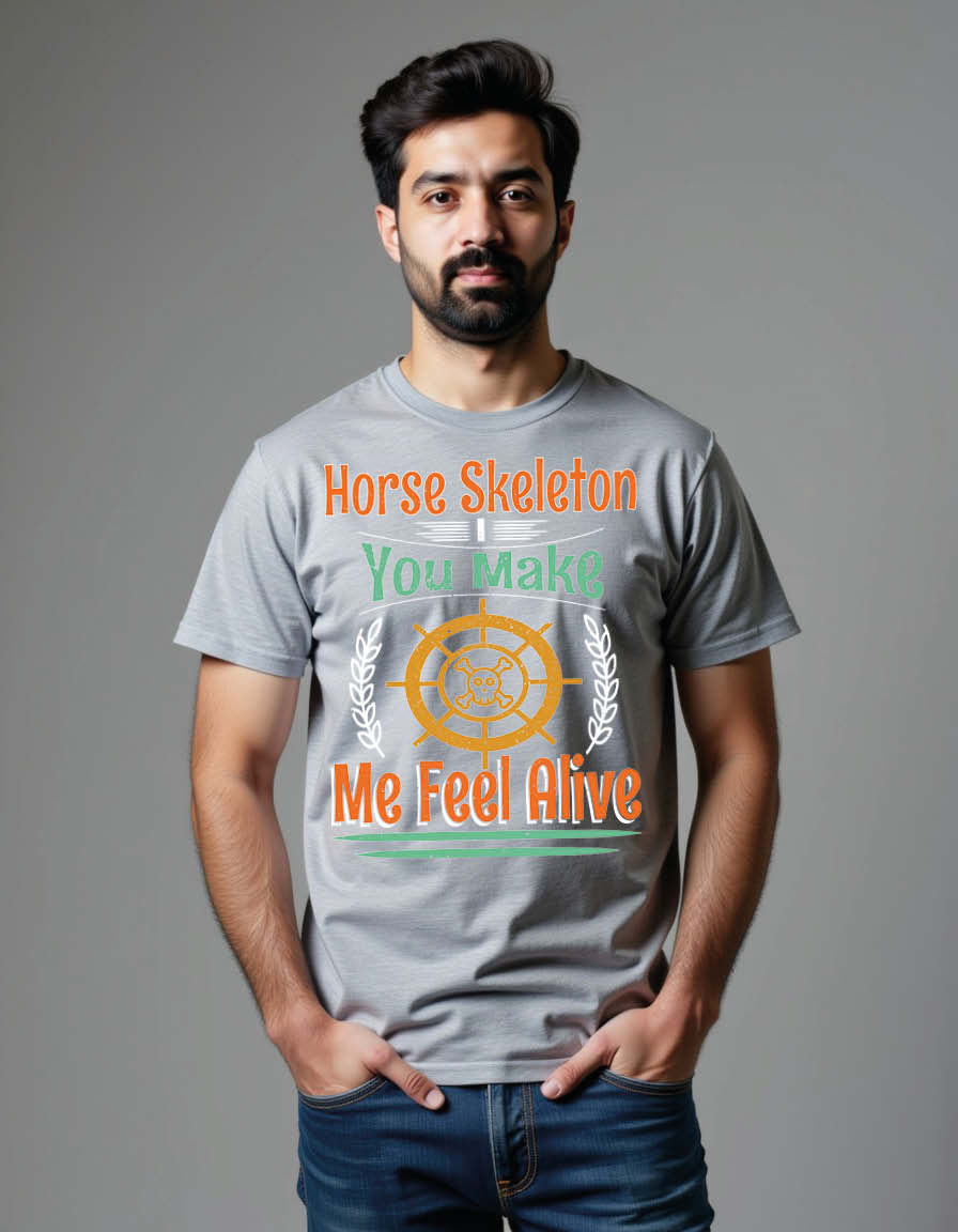 Thumbnail: horse skeleton i you make me feel alive Unisex Printed Graphic T-Shirt