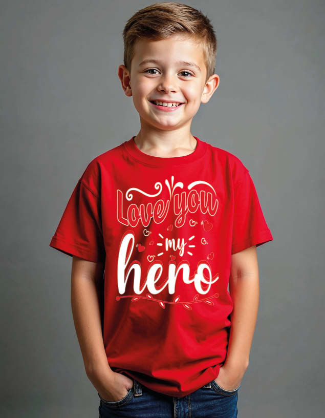 Thumbnail: love you my hero Unisex Printed Graphic T-Shirt For Mens Womens & Kids