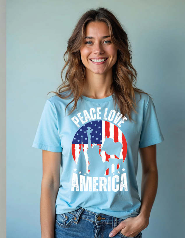 Thumbnail: peace love america Unisex Printed Graphic T-Shirt For Mens Womens & Kids