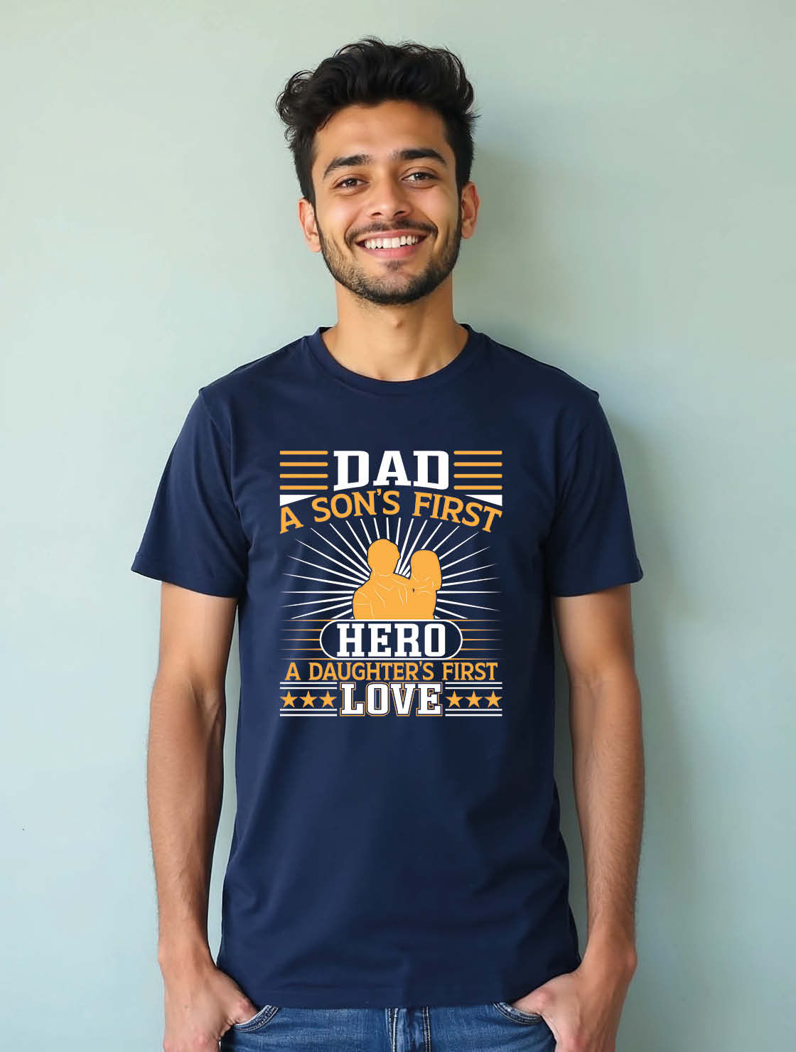 dad a son's first hero a daughter's first love Unisex Printed Graphic T-Shirt