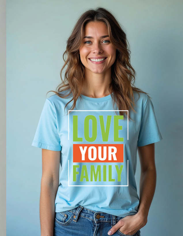 Thumbnail: love your family Unisex Printed Graphic T-Shirt For Mens Womens & Kids