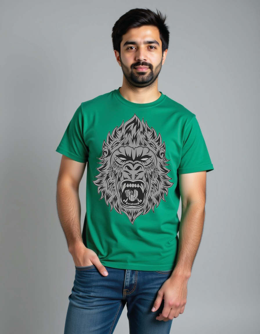 Thumbnail: Engraved Roaring Gorilla Unisex Printed Graphic T-Shirt for Mens,Womens & Kids