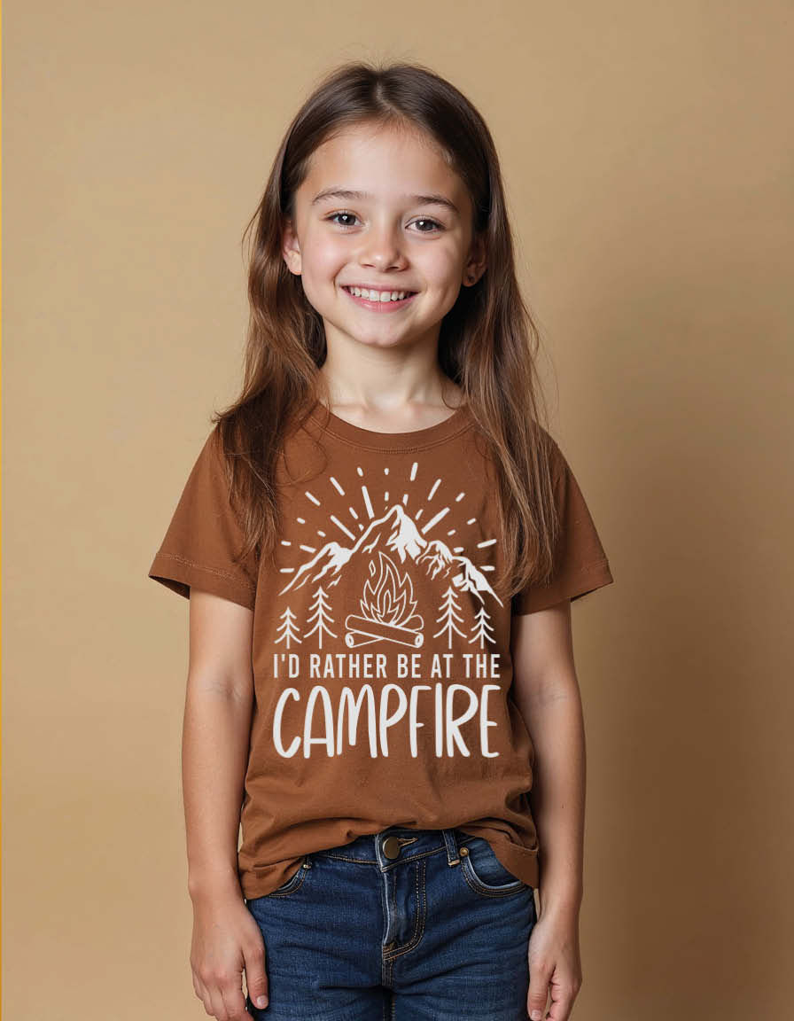 Thumbnail: i'd rather be at the campfire Unisex Printed Graphic Tees For Mens Womens & Kids