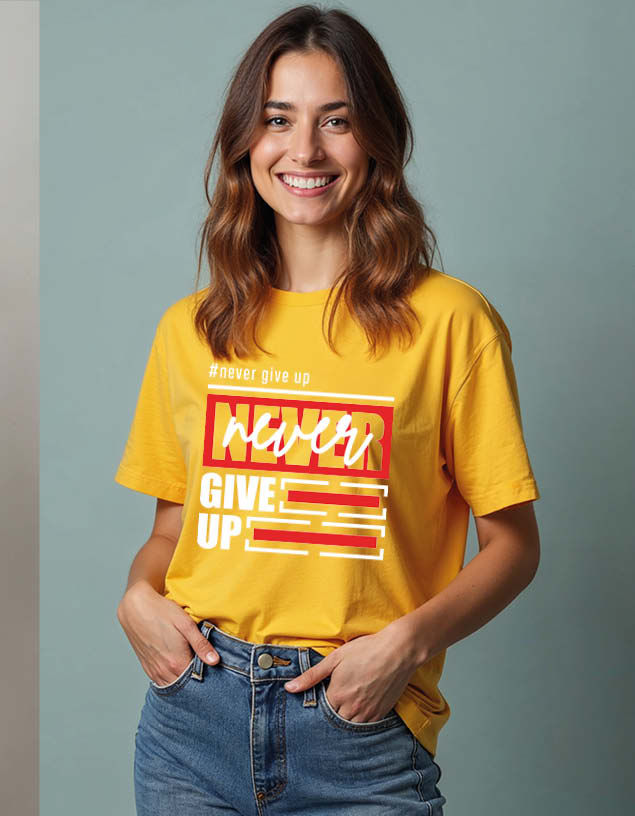 Thumbnail: never give up Casual Unisex Printed Graphic T-Shirt for Mens,Womens & Kids