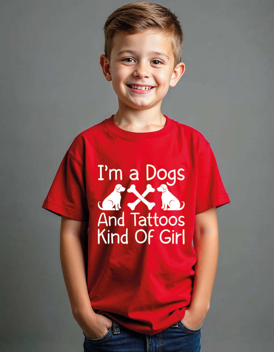 Thumbnail: i'm a dogs and tattoos kind of girl Unisex Printed Graphic T-Shirt