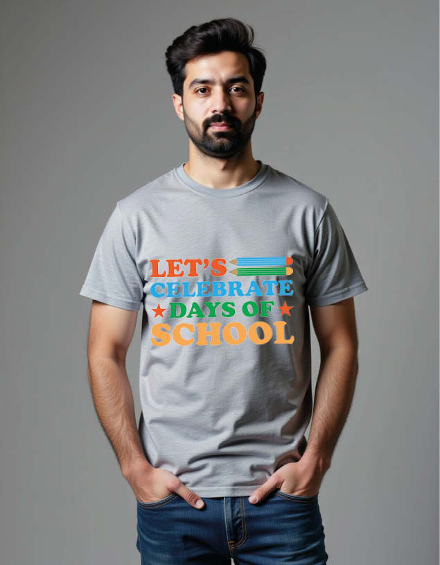 Thumbnail: let's celebrate days of school Unisex Printed Graphictees For Mens Womens & kids