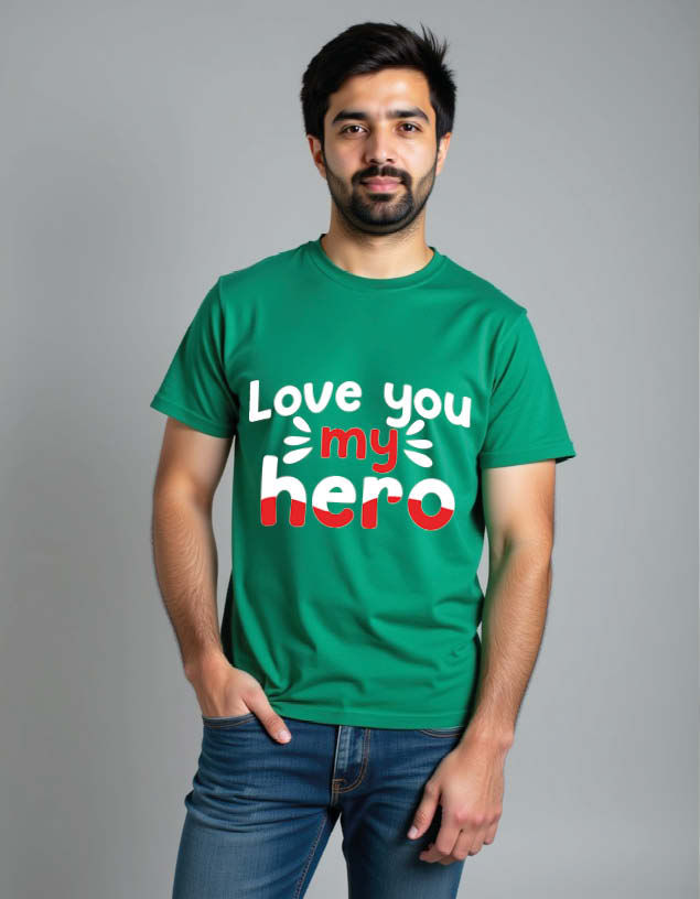 Thumbnail: love you my hero Unisex Printed Graphic T-Shirt For Mens Womens & Kids