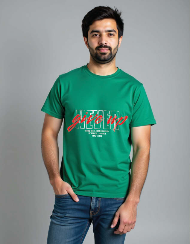 Thumbnail: never give up Classic Unisex Printed Graphic T-Shirt for Mens,Womens & Kids