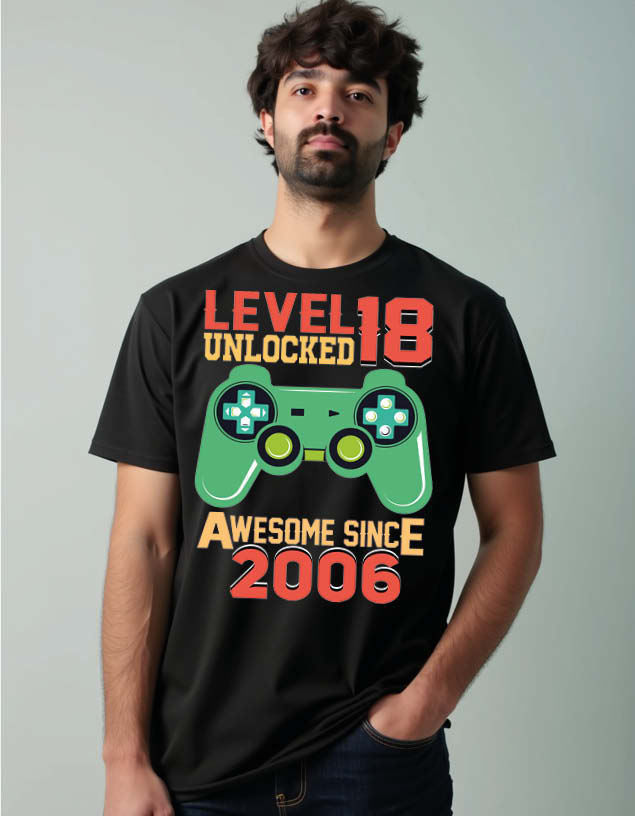 level 18 unlocked awesome Unisex Printed Graphic T-Shirt for Mens,Womens & Kids
