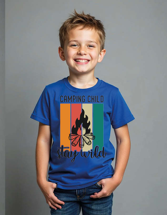 Thumbnail: Camping chid saty wild Unisex Printed Graphic T-shirt