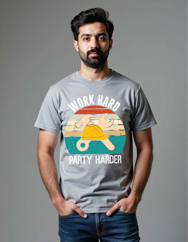 work hard party harder Unisex Printed Graphic T-Shirt For Mens Womens & Kids