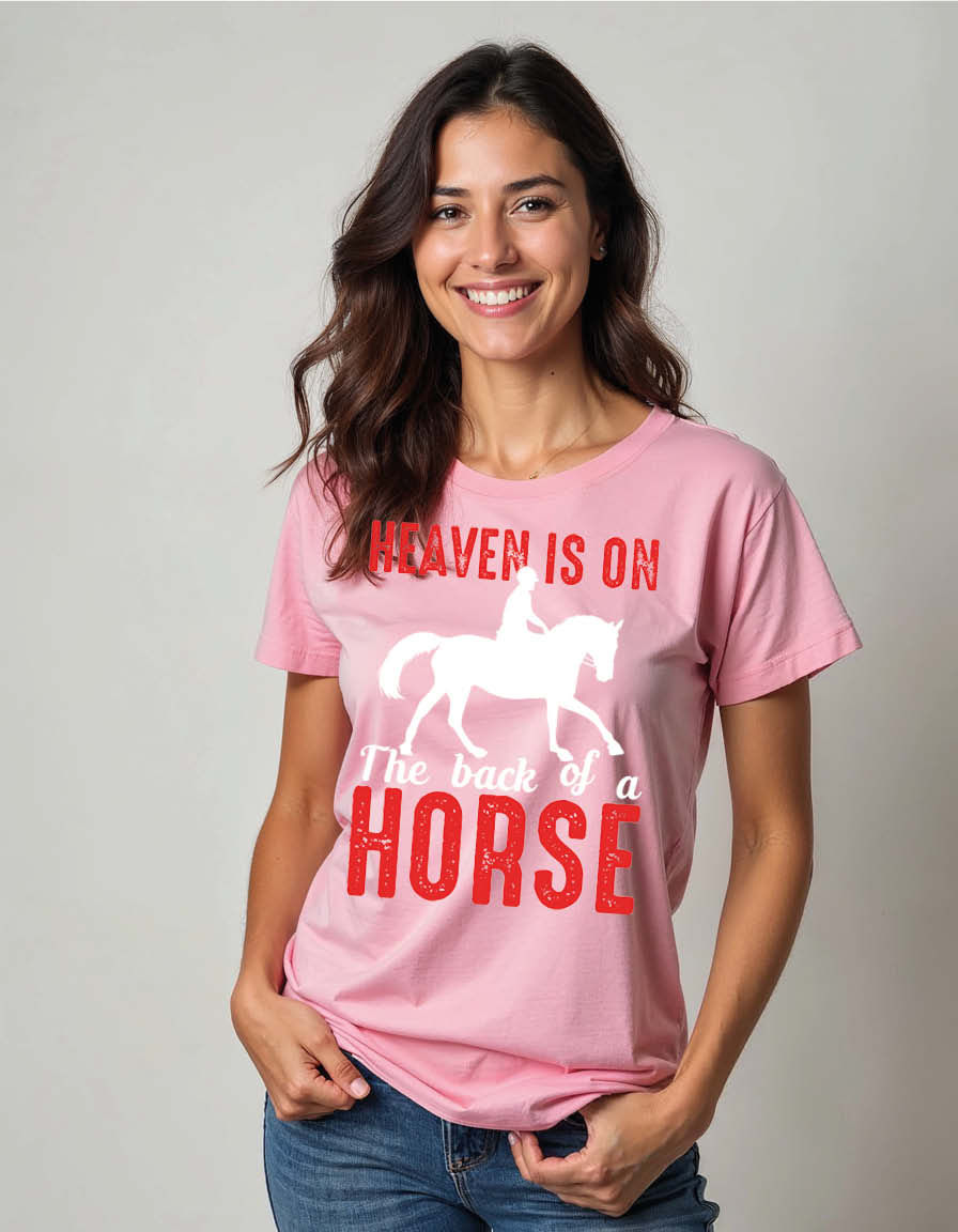 Thumbnail: heaven is on the back of a horse Casual Unisex Printed Graphic T-Shirt