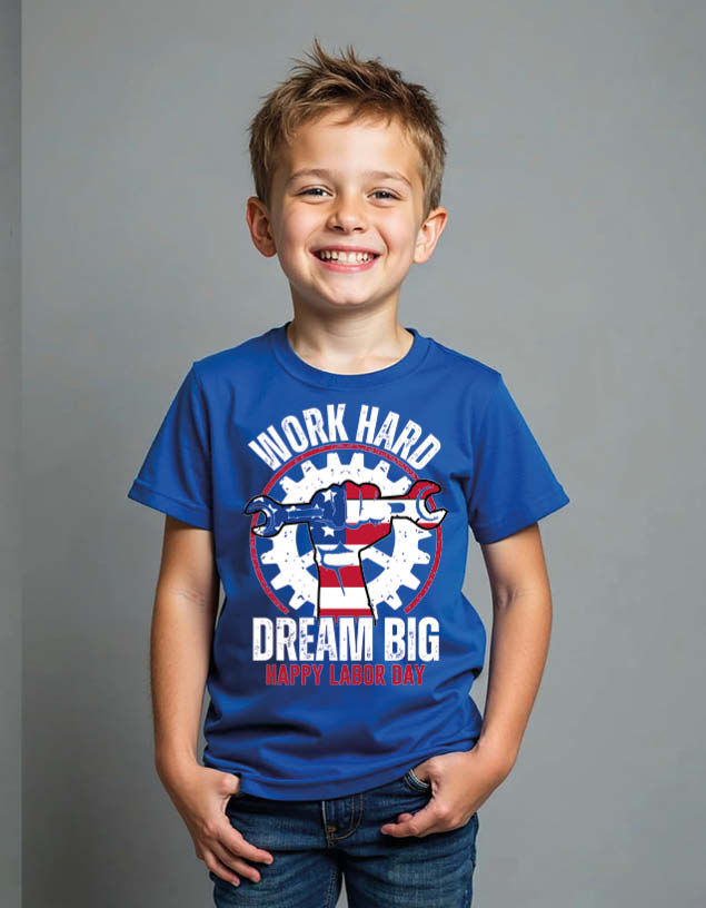 Thumbnail: work hard dream big happy labor day Unisex Printed Graphic T-Shirt
