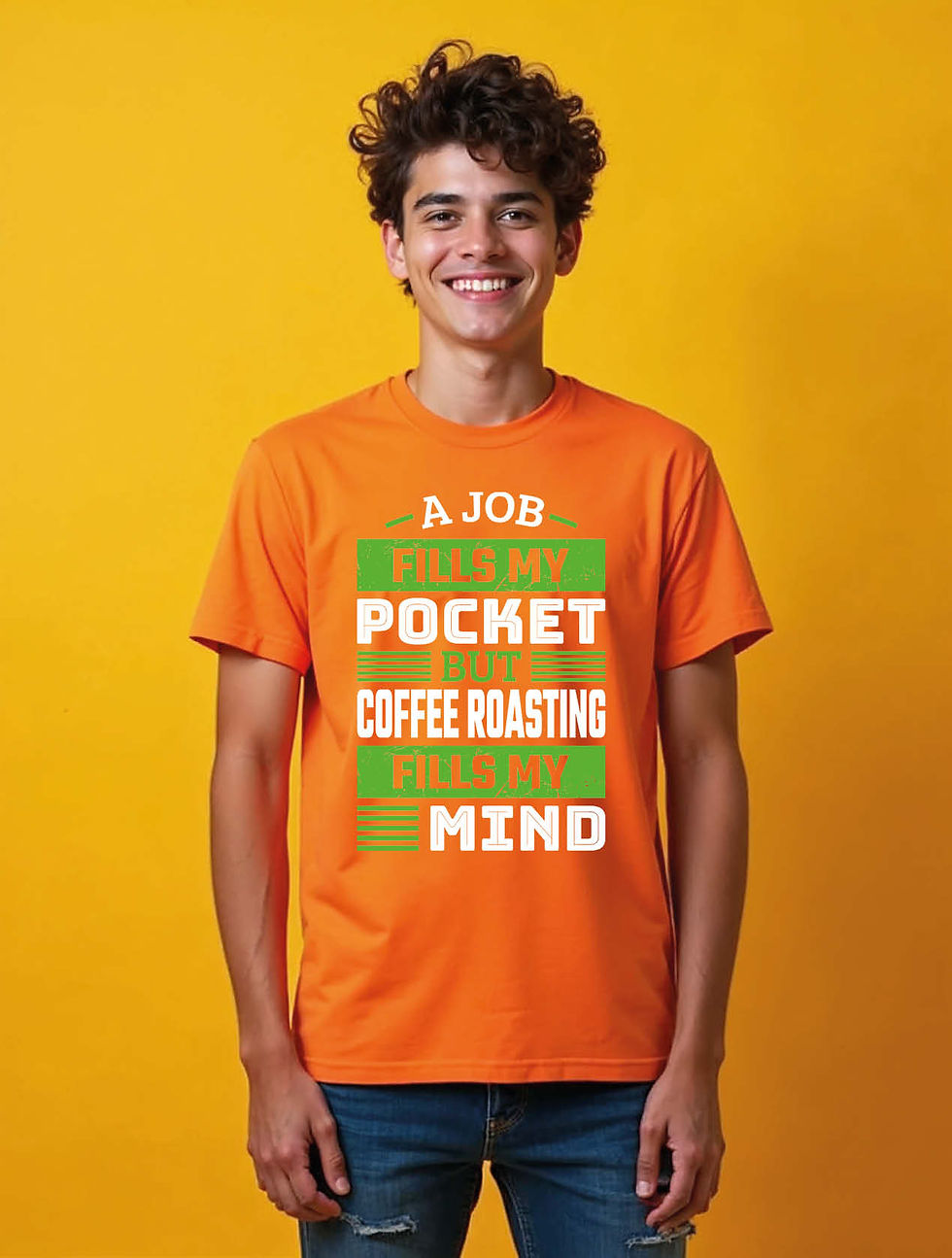 A job fills my pocket but coffee roasting fills Unisex Printed Graphic T-shirt