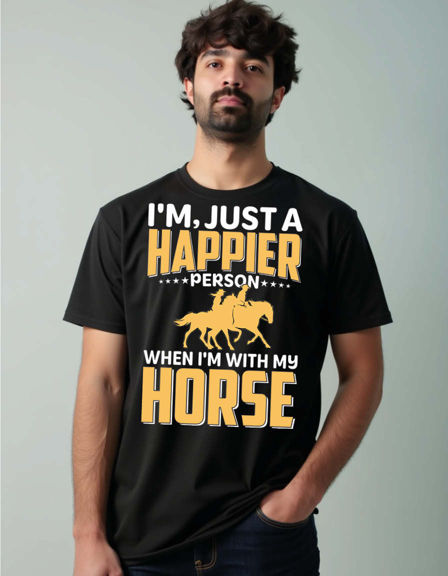 Thumbnail: i'm just a happier person when i'm with my horse Unisex Printed Graphic T-Shirt