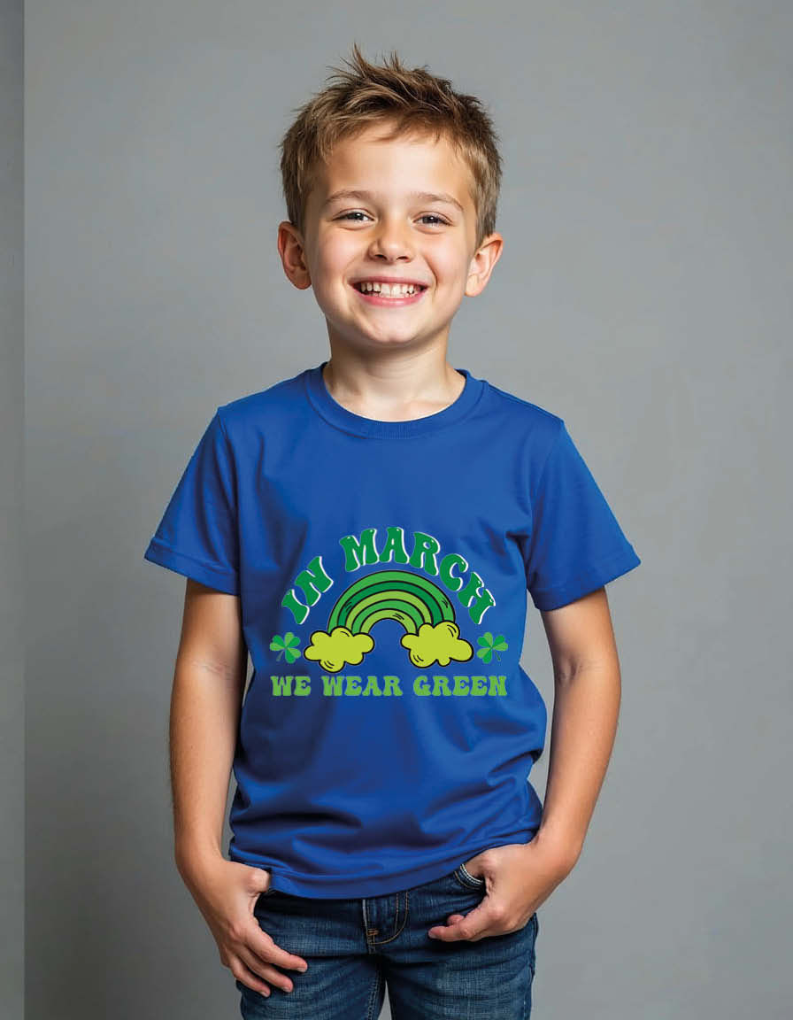 Thumbnail: in march we wear green Unisex Printed Graphic T-Shirt For Mens, Womens & Kids
