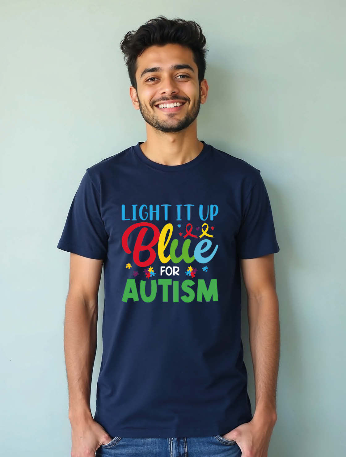light it up blue for autism Unisex Printed GraphicT-Shirt For Mens Womens & Kids