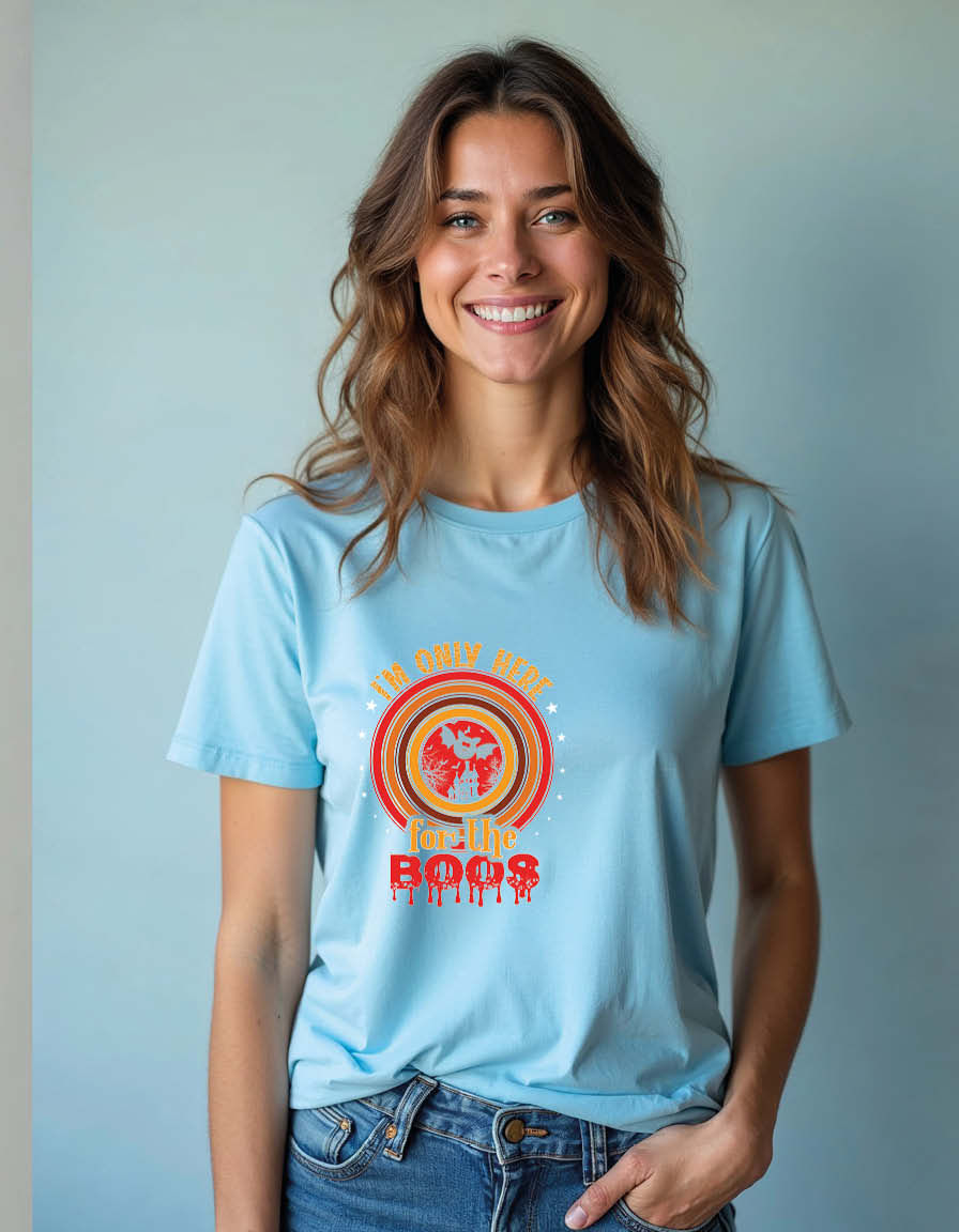 i'm only here for the boos Unisex Printed Graphic T-Shirt For Mens Womens & Kids