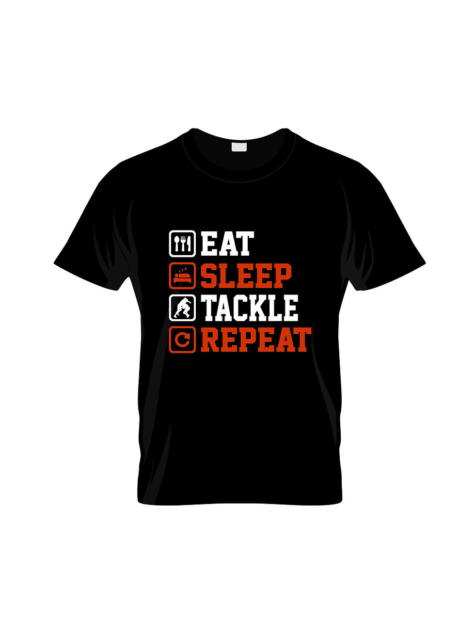 eat sleep tackle repeat typography printed t shirts