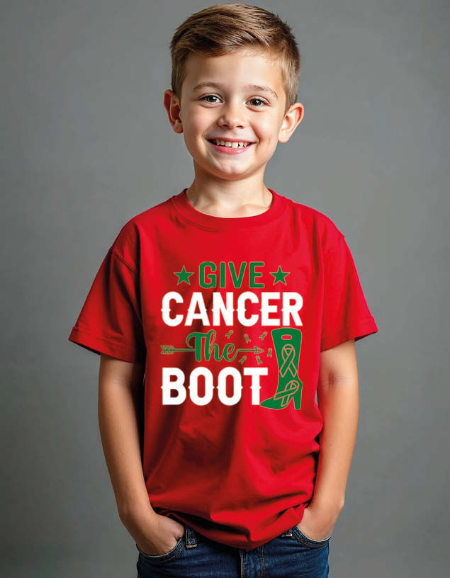 Thumbnail: give cancer the boot Unisex Printed Graphic T-Shirt For Mens Womens & Kids