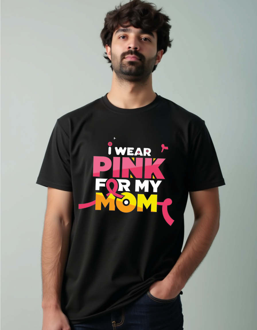 i wear pink for my mom Unisex Printed Graphic T-Shirt For Mens, Womens & Kids