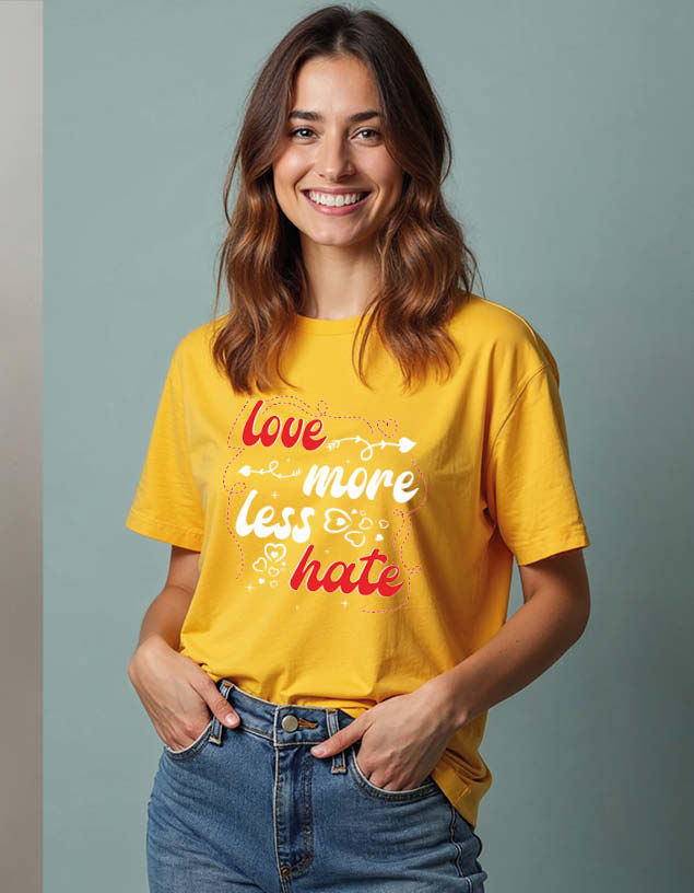 Thumbnail: love more less hate Stylish Unisex Printed GraphicT-Shirt For Mens Womens & Kids