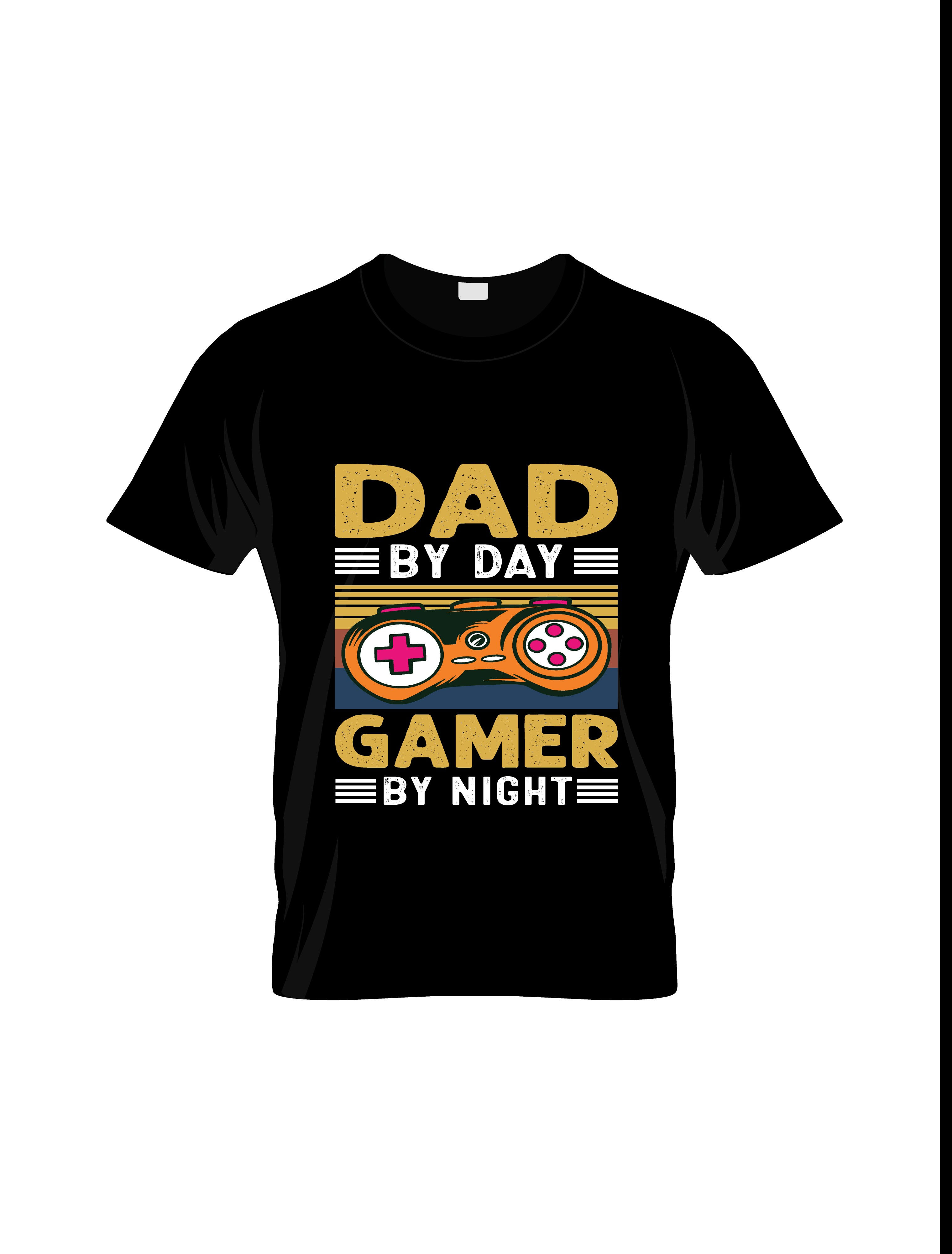 dad by day game by night typography printed t shirts