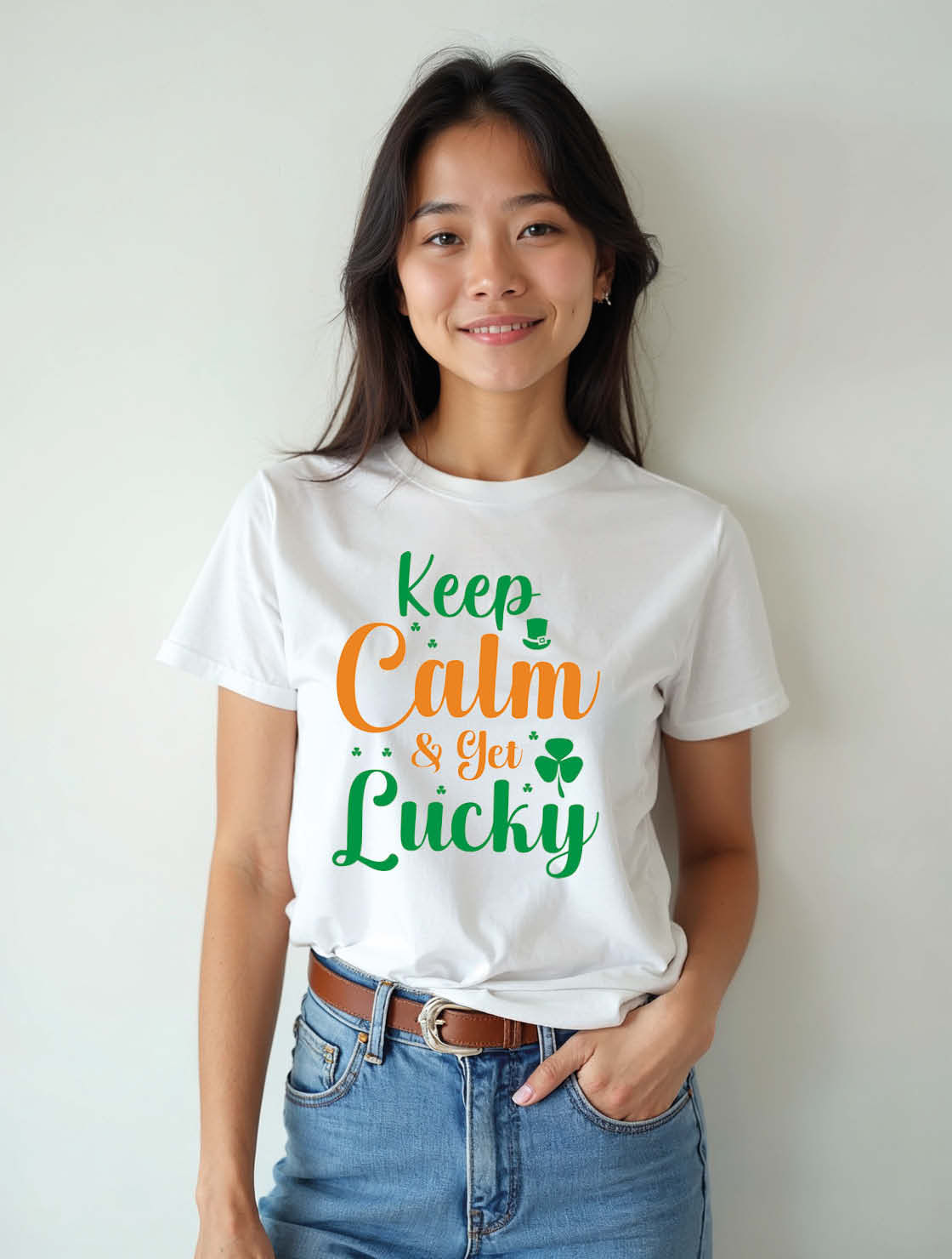 keep calm & get lucky Unisex Printed Graphic T-Shirt For Mens Womens & Kids