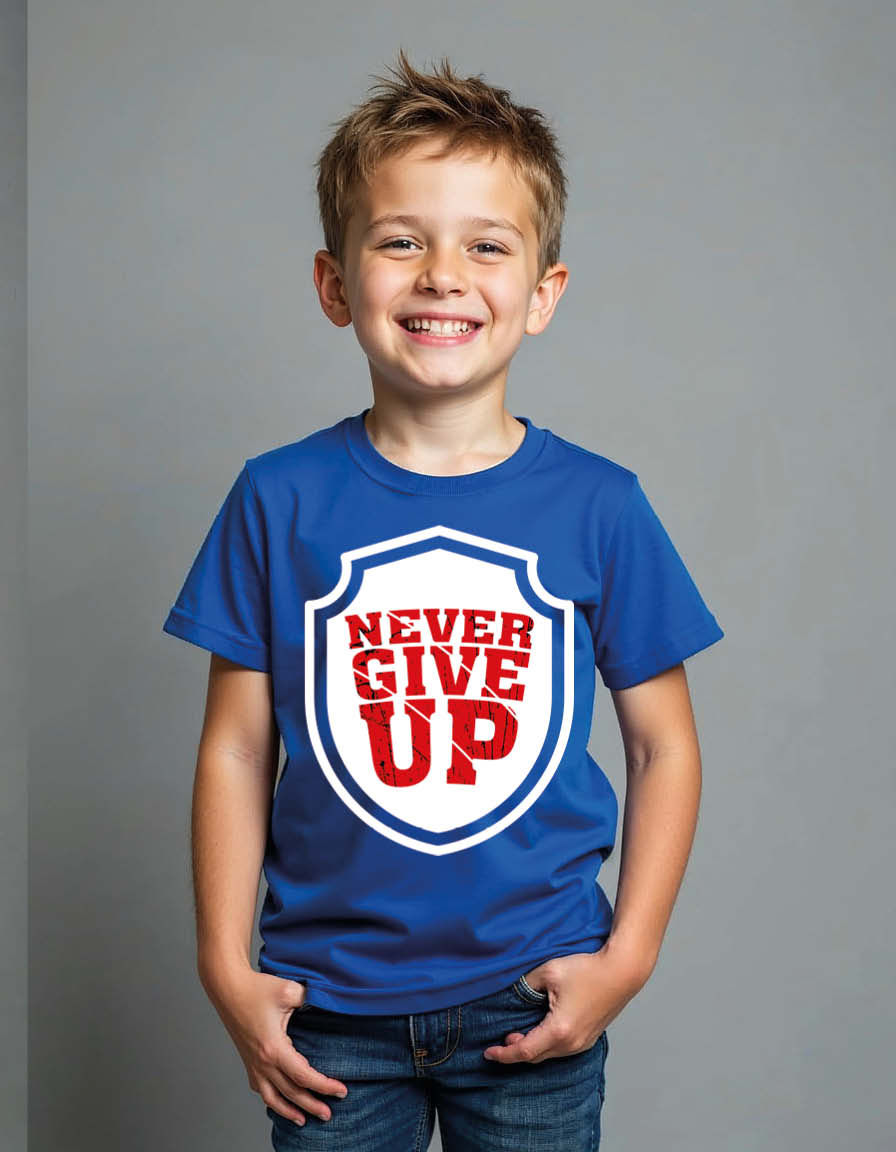 never give up Unisex Printed Graphic T-Shirt for Mens,Womens & Kids