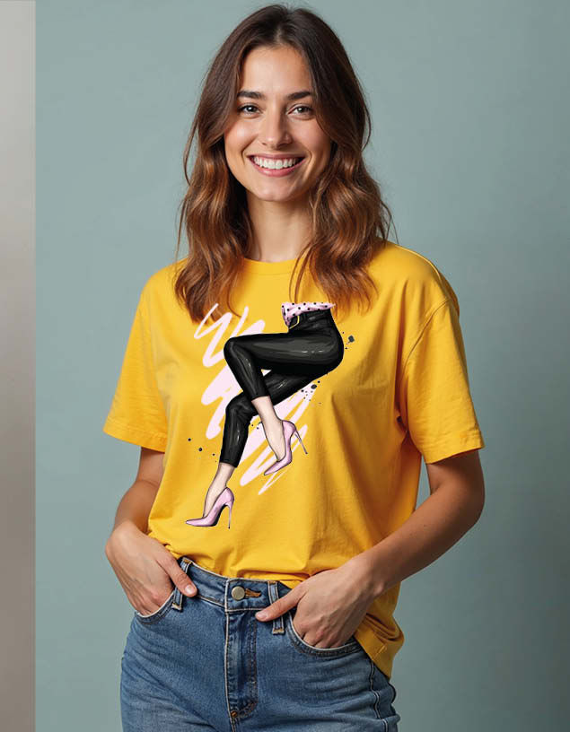 Thumbnail: Pink High Heels Unisex Printed Graphic T-Shirt for Mens,Womens & Kids