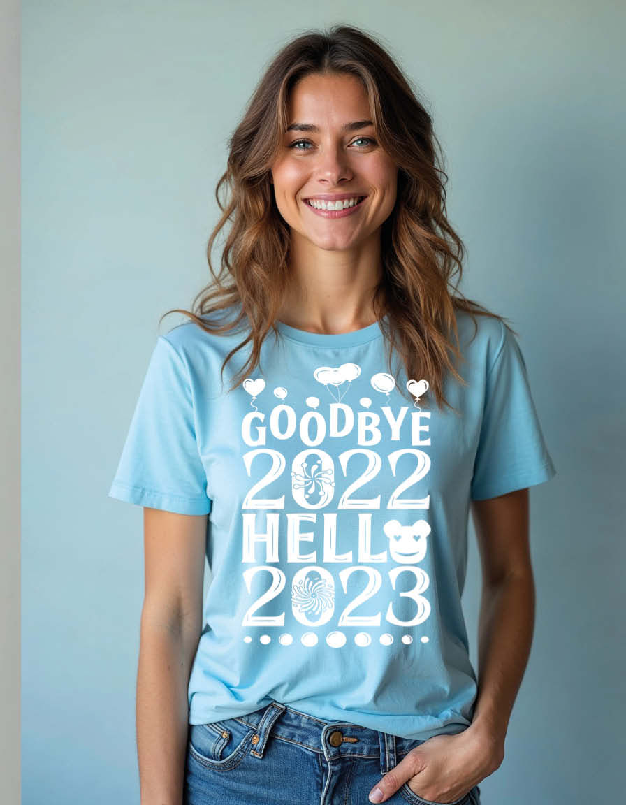 Thumbnail: good bye 2022 hello 2023 Unisex Printed Graphic T-Shirt for Mens,Womens & Kids